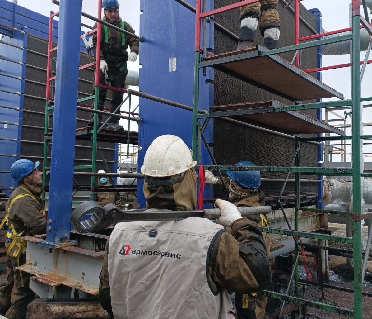 Работы по установке теплообменника в Роснефть 2021 г.
